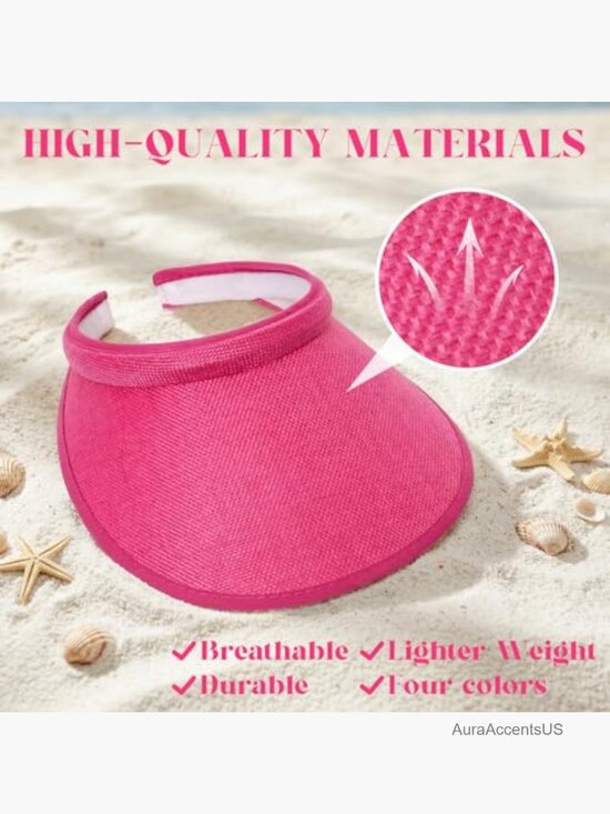 4 Pack Sun Visor Hats for Women Wide Brim Adjustable Headband Sports Golf Tennis main image 4